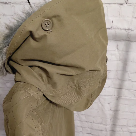 Zara Oliver Women's Khaki Green Fur-Trimmed Hooded Jacket.😍 - Picture 4 of 14